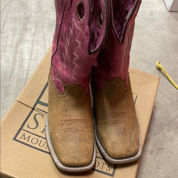 Pink and Brown Western Boots - Picture 1 of 6